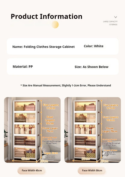 2025 Folding Living Room Cabinet Multifunction Closet Organizer With Wheel Stackable Sundries Large Capacity Storage Box Shelf - AMULET RING STORE