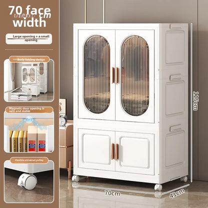 Stackable Large Capacity Fold Storage Box Plastic Clothing Storage Bin with Lid with Wheels Sundries Storages With Double Door - AMULET RING STORE