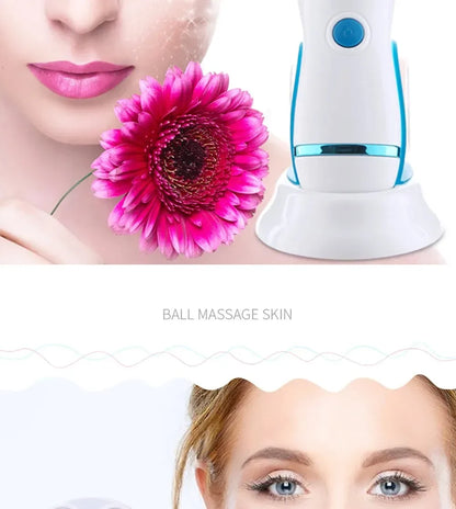 4 In 1 Electric Facial Cleansing Brush Massage Wash Rotating Face Cleansing Machine Waterproof Removal Pore Blackhead Exfoliator