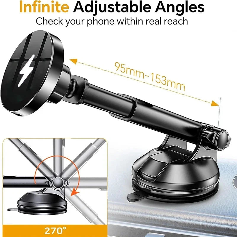 UYUXIO Strong Magnetic Wireless Car Phone Charger Adapter 15W Dashboard Windshield Car Phone Holder for iPhone 16 15 14 Pro Max