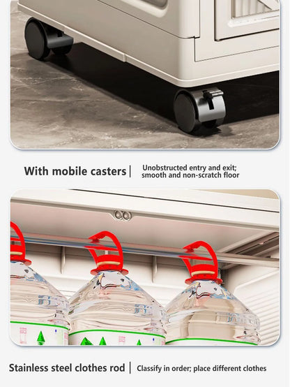 Multi-specification Multifunction White Folding Storage Cabinet Large Capacity Dustproof Wardrobe Storage Box - AMULET RING STORE