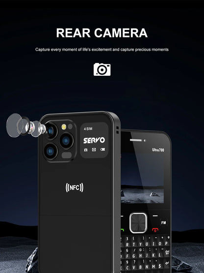 SERVO 4 SIM Card 4 Standby QWERTY Keyboard Mobile Phone Speed Dial Blacklist FM Radio Flashlight 2G GSM Cellular Cellphone TypeC