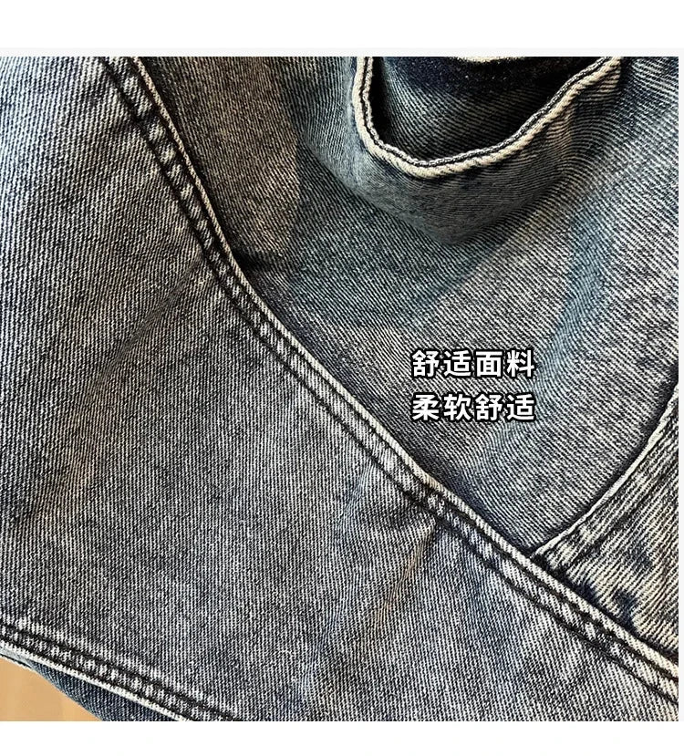 2025 New Women's Denim Tote Bag - Retro Crossbody Shoulder Bag with Large Capacity for Work & Commute, Fashionable Denim Handbag