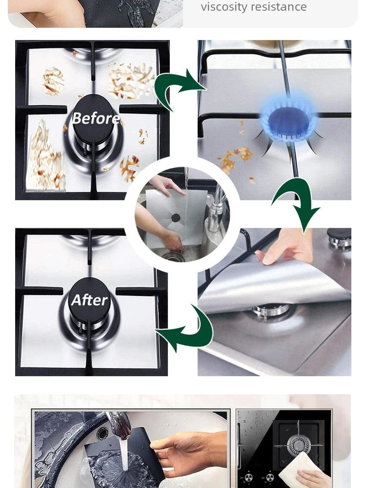 4 Pieces 27 Cm Gas Stove Surface Protection Pad Washable Oil And Dirt Resistant Kitchen Cleaning Accessories - AMULET RING STORE