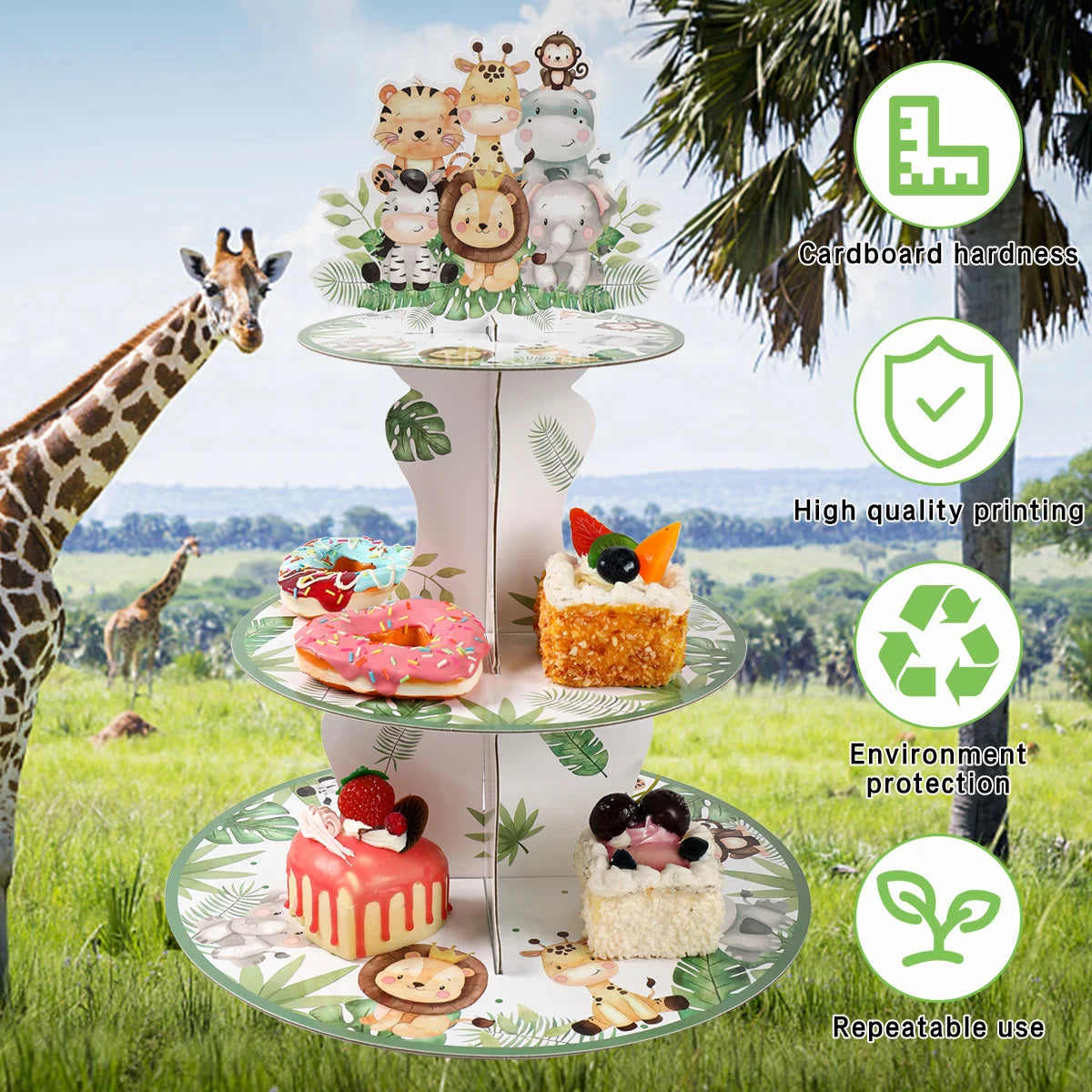 Cake Display Stand Jungle Mermaid Birthday Party Decorations Kids Dessert Holder Cake Tray Butterfly Baby Shower Cupcake Support - AMULET RING STORE