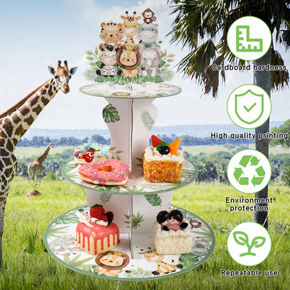 Cake Display Stand Jungle Mermaid Birthday Party Decorations Kids Dessert Holder Cake Tray Butterfly Baby Shower Cupcake Support - AMULET RING STORE