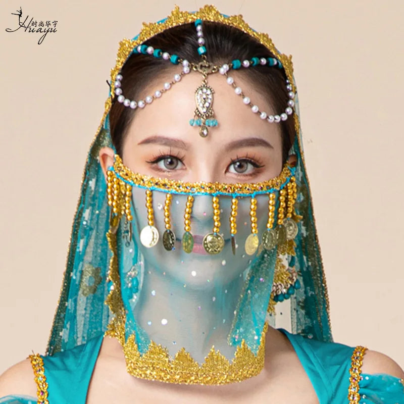 1pcs/lot woman fashion belly dance face veil lady dancing face accessories - AMULET RING STORE