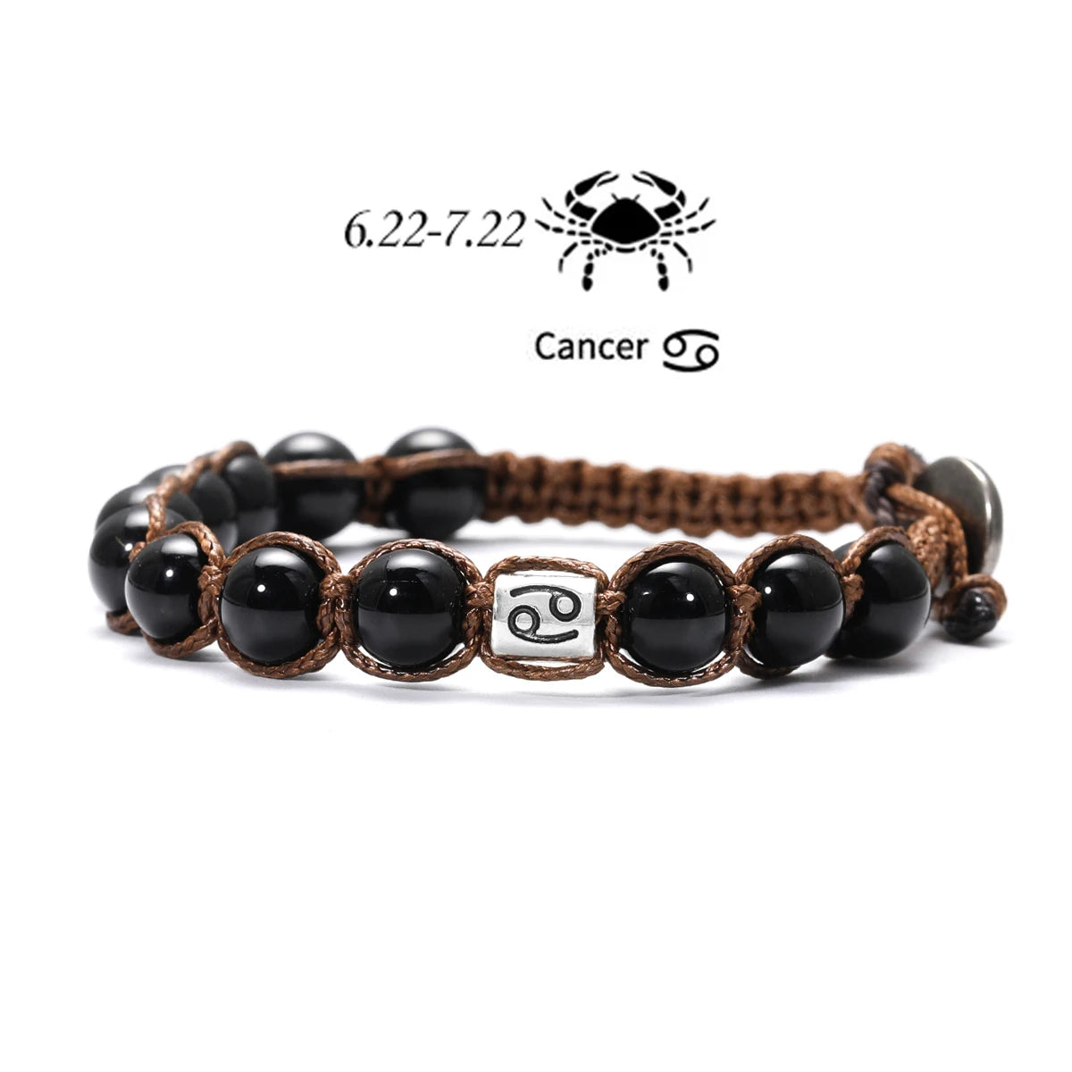 12 Zodiac Natural Stone Obsidian Hand-Woven Bracelets Cancer  Pisces Men's Bracelets Couples Friendship Jewelry pulseras hombre