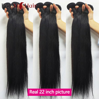 12A Double Drawn Straight Human Hair Bundle 100% Raw Human Hair 20 22 24Inch Unprocessed Virgin Human Hair Extension Top Quality
