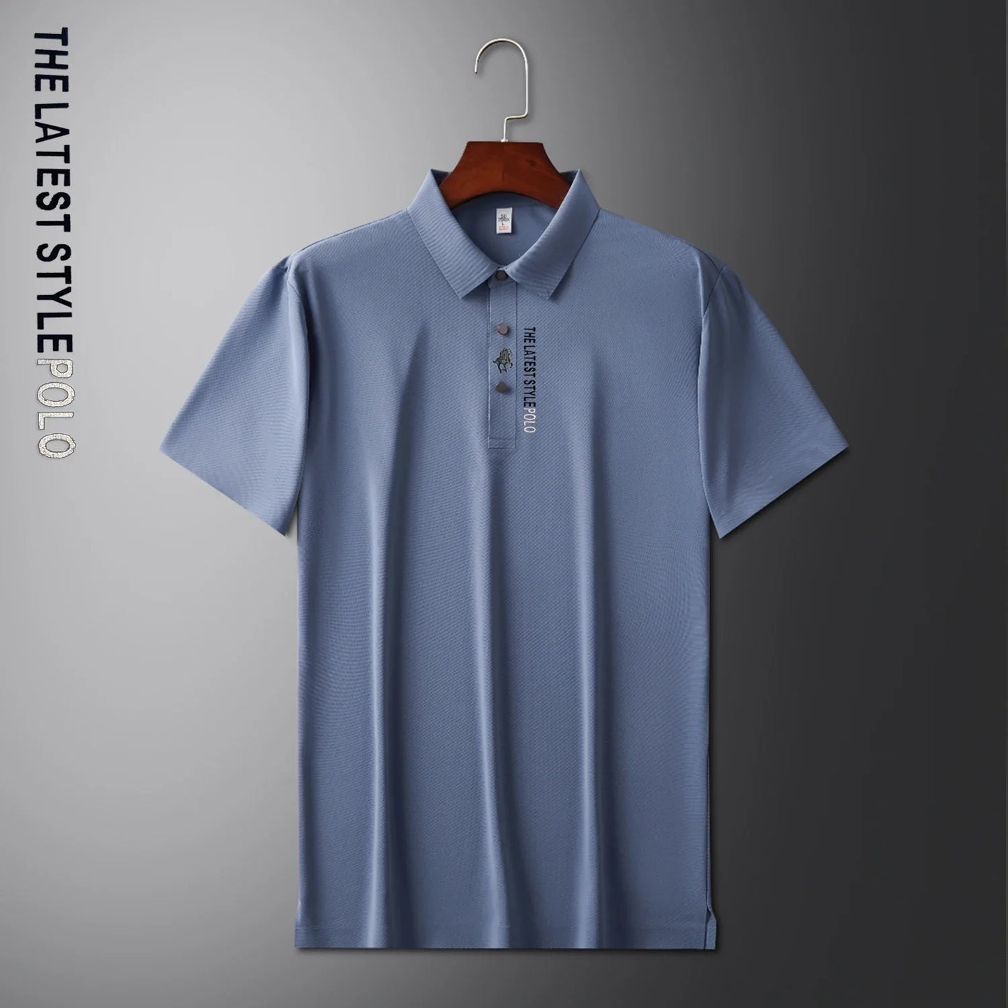 Ice Silk Polo Shirt Short Sleeved Letter Printing T-shirt New 2024 Summer Men's Clothing High-grade  Shirts