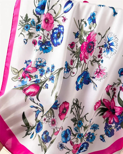 New Floral Print Hair Scarf Women Kerchief Neck Tie Hand Wrist Foulard Shawl Wraps Head Hijab Bandana Echarpe - AMULET RING STORE