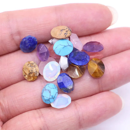 8X10mm Natural Stone Oval Cut Diamonds Faceted Loose Cabochon Beads Amethyst Healing Crystal for Jewelry Making DIY Ring Earring