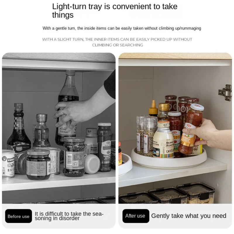 1/4Pcs 360 Rotatable Anti Sliding Kitchen Condiment Rotatable Storage Rack Tableware Cabinet Round Multi Functional Storage Rack - AMULET RING STORE