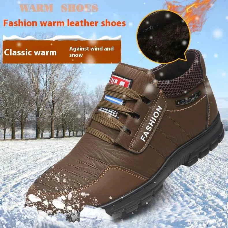 FUQIAO Hot Fur Men's Casual Shoes Warm Flats British Style Leather Footwear Comfort Non-slip Winter Boots Men Plus Size 46