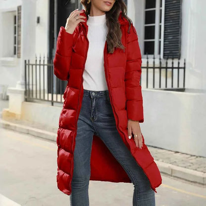Women's Padded Coat Autumn Winter Simple Basics Zipper Long Sleeve Hoodie Daily Long Padded Clothes