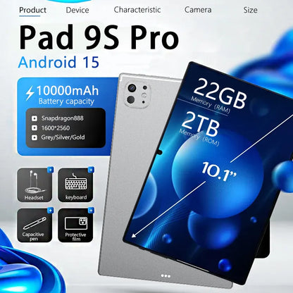 2025 Pad 9S Pro Tablet Android 15 22GB+2T Tablette Snapdragon888 Tablet PC Original Global Version 5G Dual SIM Card WiFi
