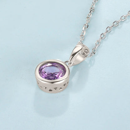 LAYA 925 Sterling Silver Natural Amethyst Bezel Setting Pendant Necklace For Women Original Fashion Jewelry 2025 Trend