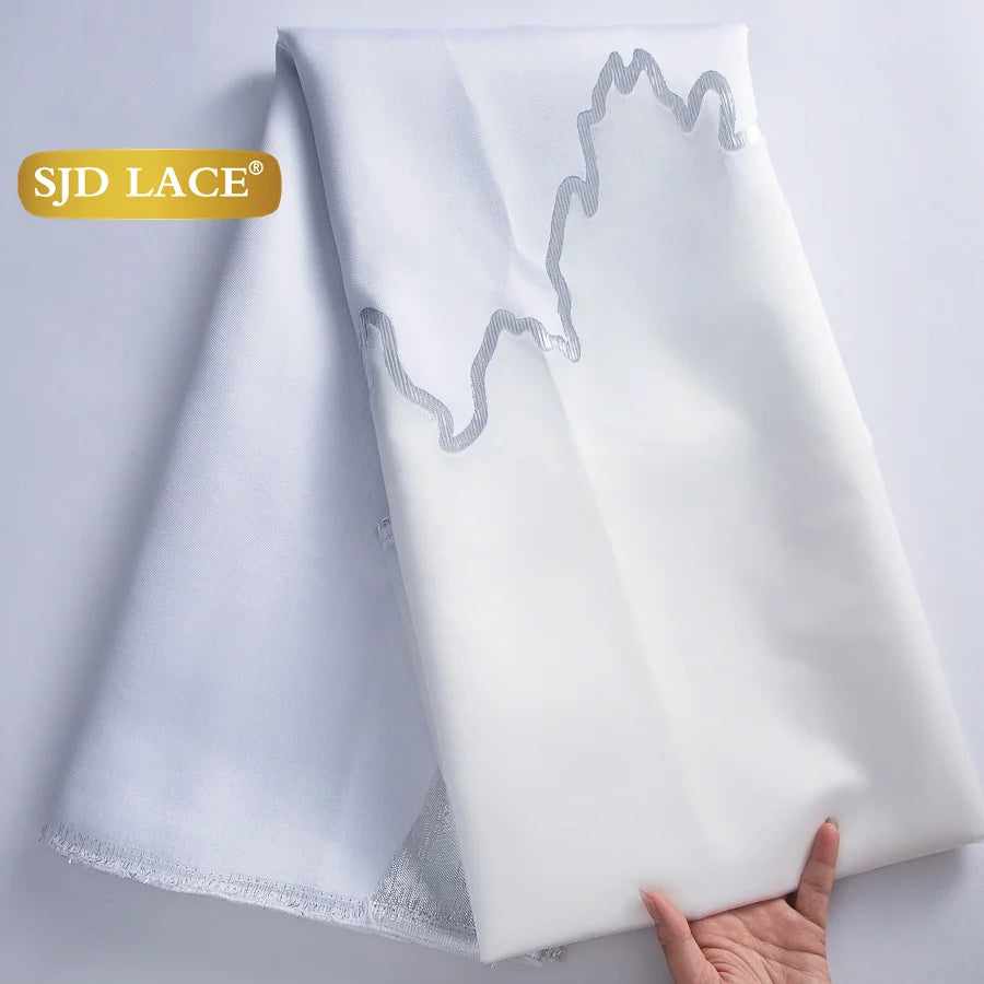 SJD LACE African Brocade Jacquard Lace Fabrics 2025 High Quality 5Yards French Gilded Lace For Sewing Women Party Dresses 3464
