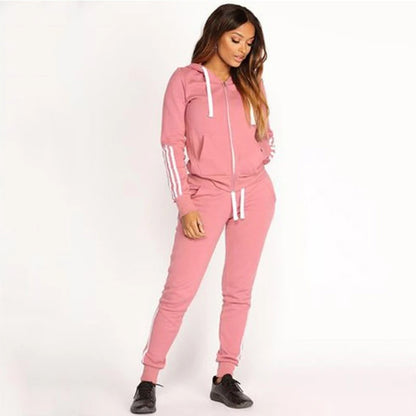 2023 Women's Sports Set Three Stripe Sweater Two Piece Jogging Set Casual Zip Hoodie+Sports Pants Sports Shirt Jogging Set