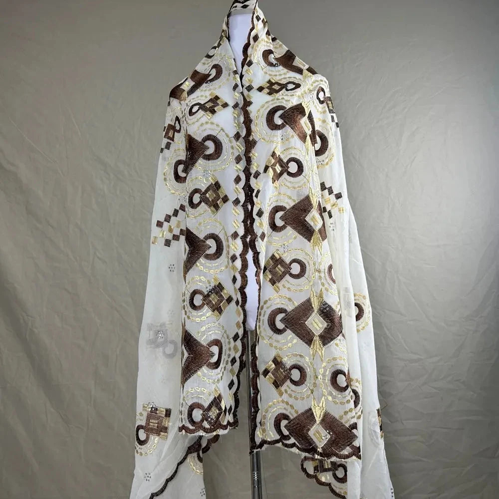 Sale 2025 New Dubai Islam Embroidered Shawl Soft Wool Jersey Hijab for Muslim Women Long Style New African Net for Spring Summer - AMULET RING STORE