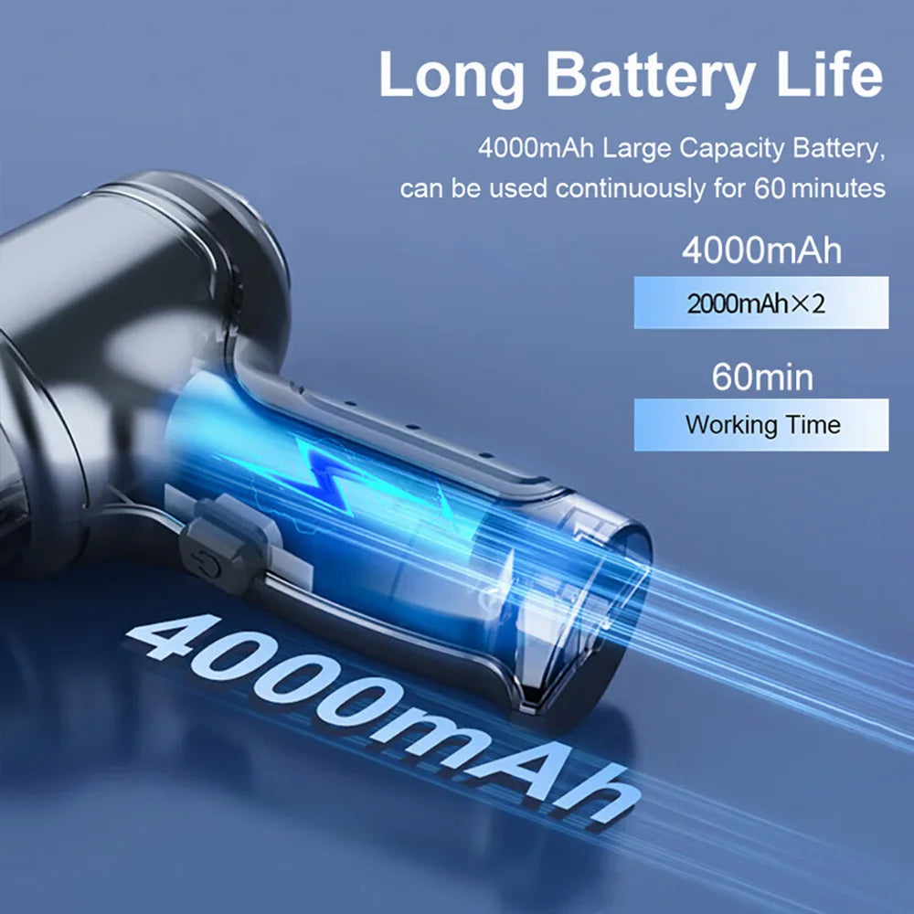 95000PA Car Vacuum Cleaner Wireless Strong Suction Vacuum Cleaner Portable Handheld Vacuum Cleaner Blower 2in1 for Car Home - AMULET RING STORE