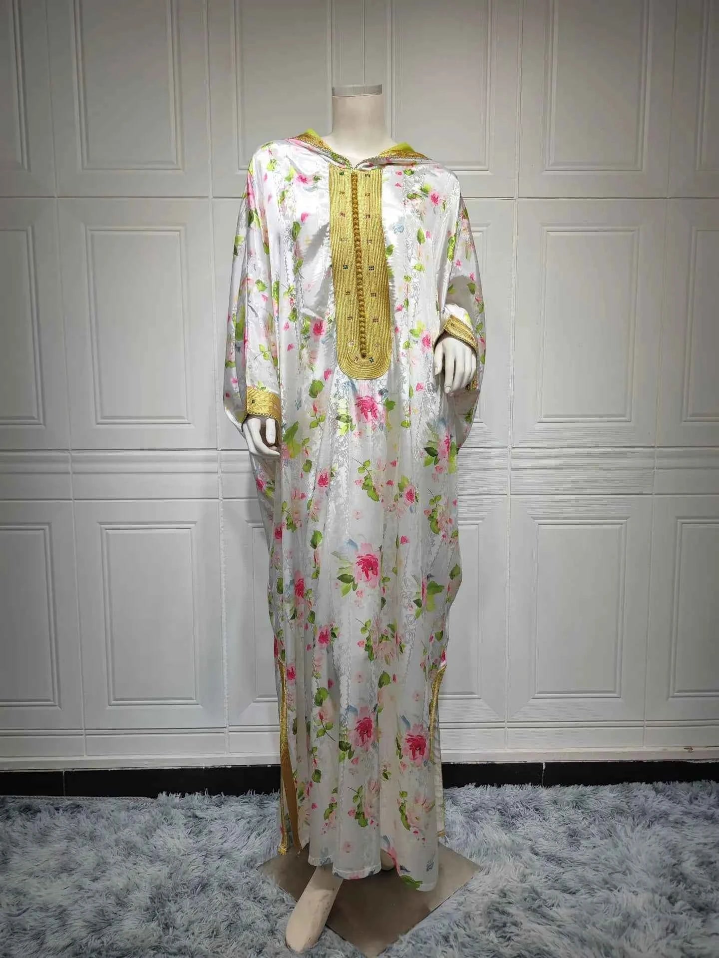 Moroccan Kaftans Wholesale Dubai Abaya Islamic Clothing Muslim Ladies Dresses Lace Embroidery Arabic Abaya Dress