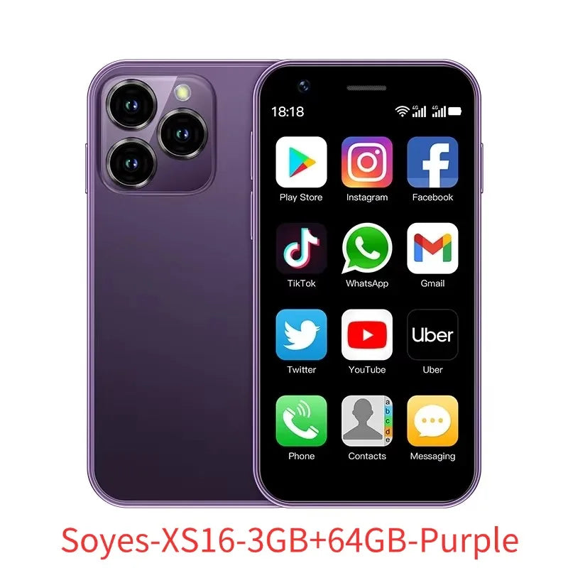 SOYES XS16/XS15 Mini Android Smartphone 3G/4G Network 2GB RAM 16GB ROM 3" Display 5MP Camera Dual SIM With Play Store WhatsAPP - AMULET RING STORE