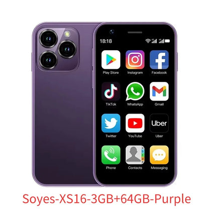 SOYES XS16/XS15 Mini Android Smartphone 3G/4G Network 2GB RAM 16GB ROM 3" Display 5MP Camera Dual SIM With Play Store WhatsAPP - AMULET RING STORE