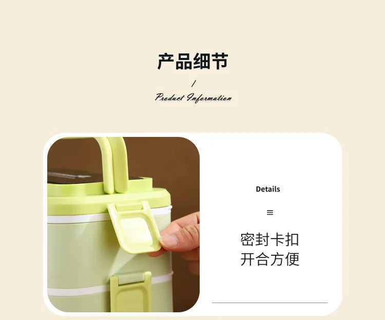 304 stainless steel lunch box for kids adult portable Microwavable insulated bento compartment multilayer food storage container - AMULET RING STORE