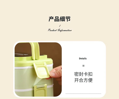 304 stainless steel lunch box for kids adult portable Microwavable insulated bento compartment multilayer food storage container - AMULET RING STORE