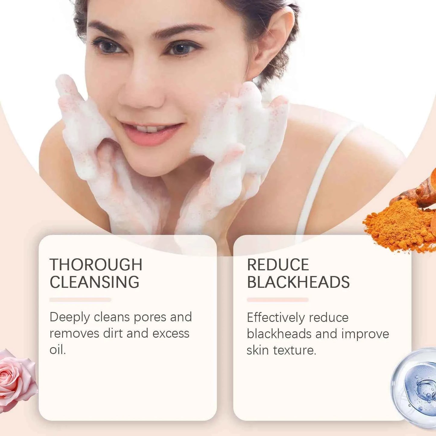 EELHOE Turmeric Facial Cleaner Brush Oil Control Remove Blackheads Pore Cleaning Moisturizing Brightening Face Cleaner