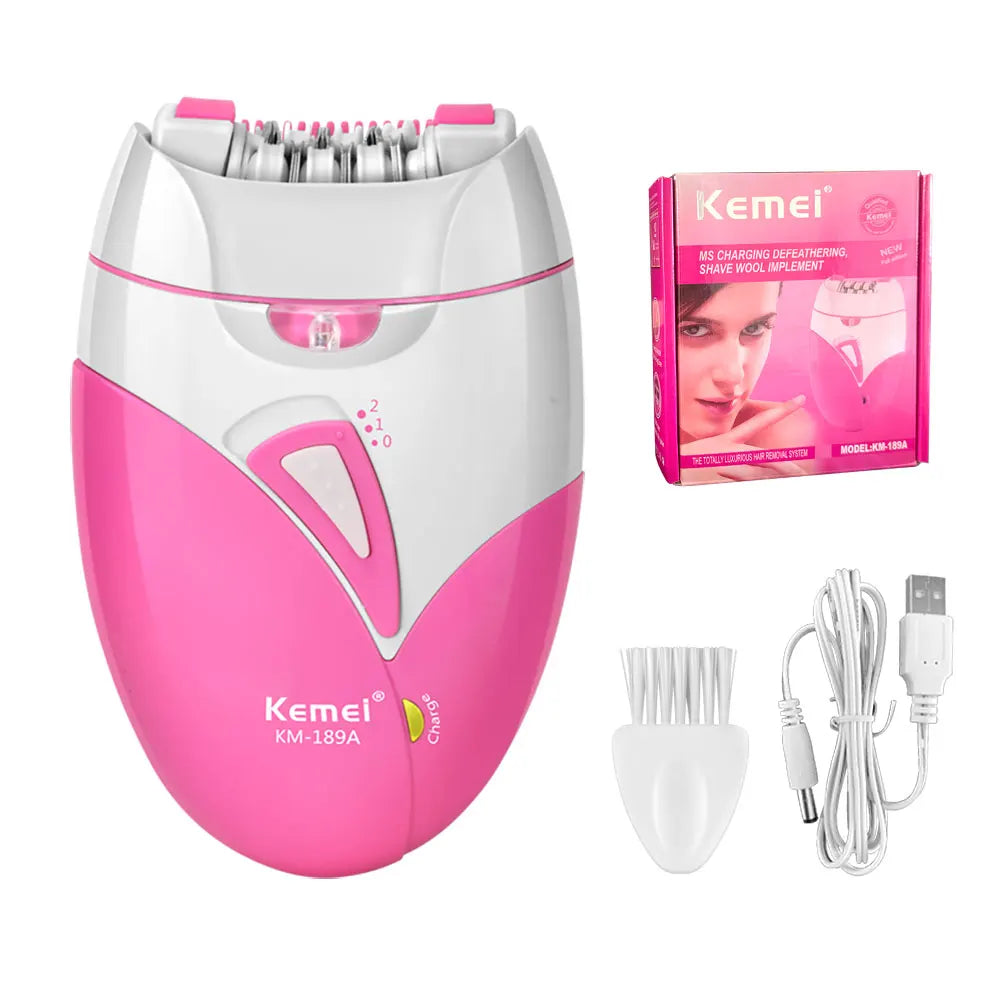 Kemei Women's Electric Epilator Rechargeable Body Hair Removal Machine Shaving for Private Part Bikini Facial Armpit Depilation - AMULET RING STORE