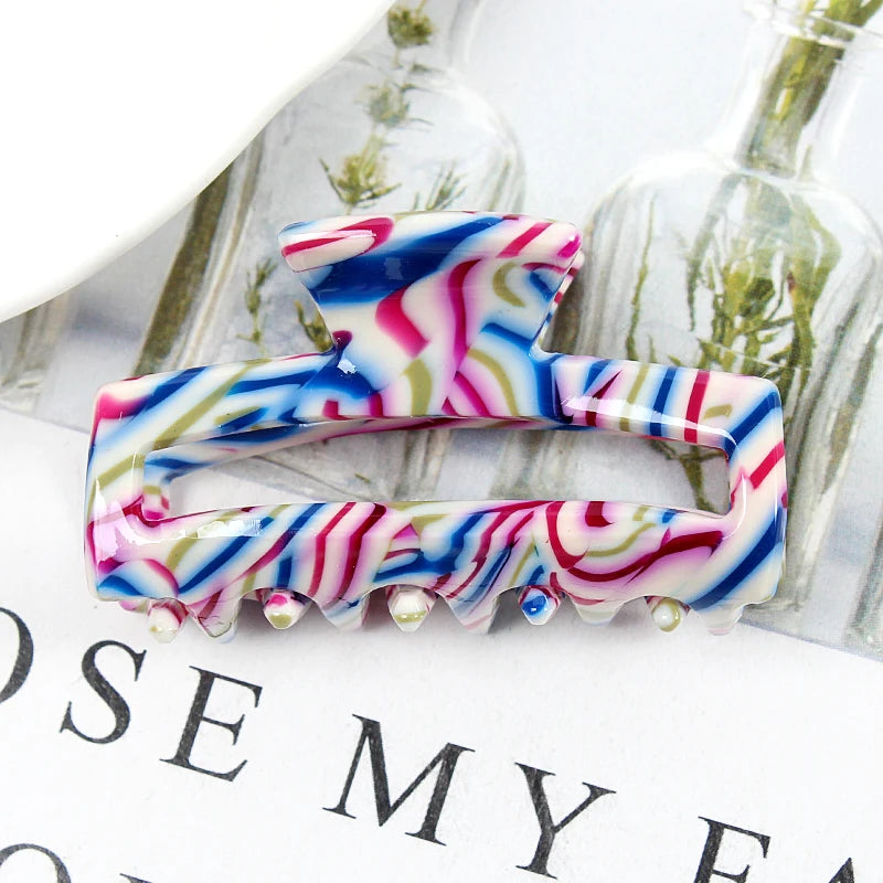 Mini Women's Hair Clips Colorful Geometric Hollow Crab Claw Clip Acetate Leopard Print Fashion Girls Hairpin Hair Accessories - AMULET RING STORE