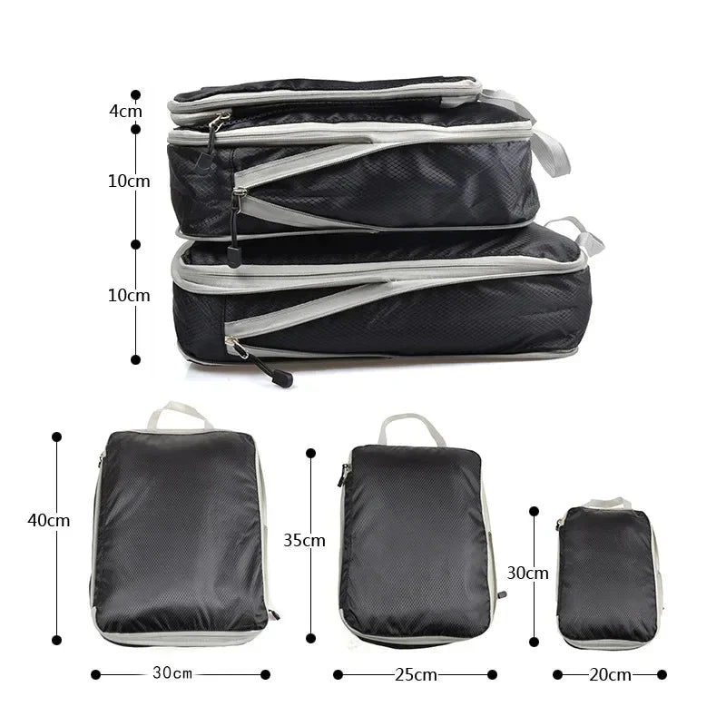 Travel Compression Packing Cubes Suitcase Luggage Organizer Set Zipper Foldable Storage Bag for Clothes Shoes Travel Accessories - AMULET RING STORE