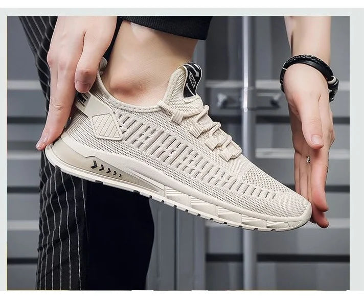 Flying Woven Men's Shoes Summer New Breathable Deodorant Mesh Shoes Men's sneaker Korean-style All-match Casual Running Shoes - AMULET RING STORE