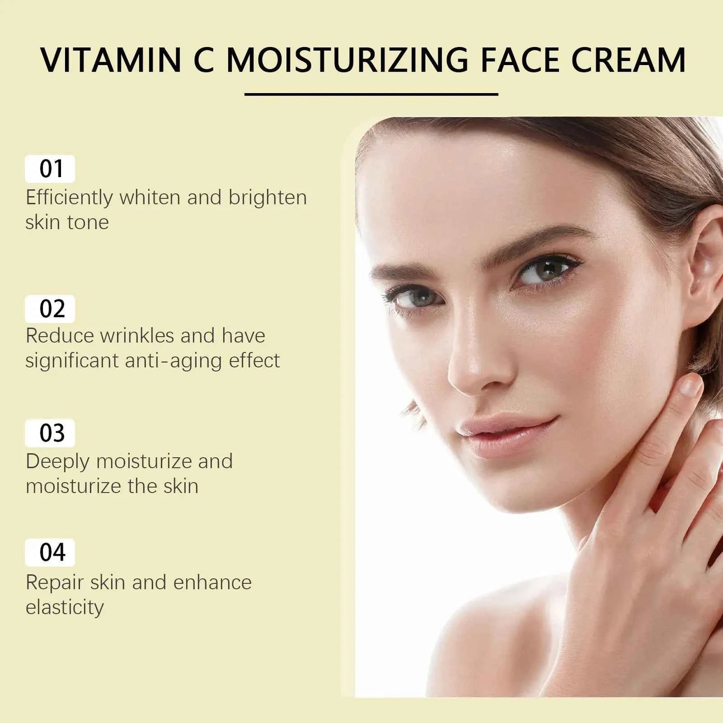 Viareline Vitamin C Face Cream Antioxidant Glowing Skin Tone Enhance Skin Elasticity Deep Moisturizing Softening Face Cream