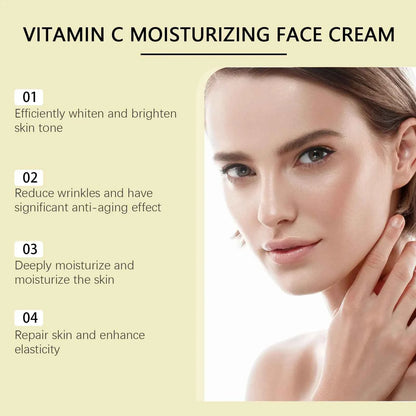 Viareline Vitamin C Face Cream Antioxidant Glowing Skin Tone Enhance Skin Elasticity Deep Moisturizing Softening Face Cream