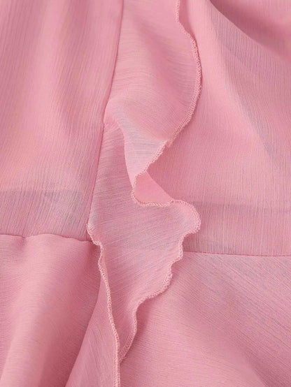 European and American style 2025 early autumn new layered ruffled long-sleeved chiffon dress