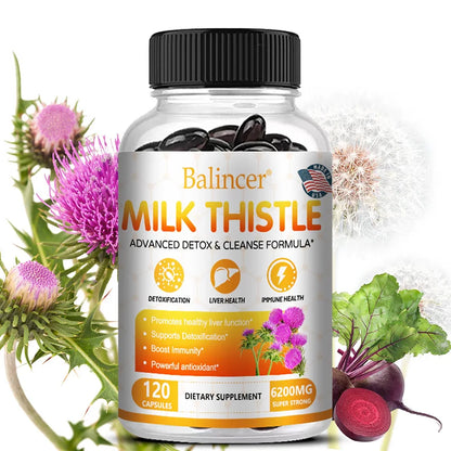 Liver Cleanse, Detox and Repair Support - Milk Thistle Liver Detox Formula with Dandelion Root, Artichoke Extract - AMULET RING STORE