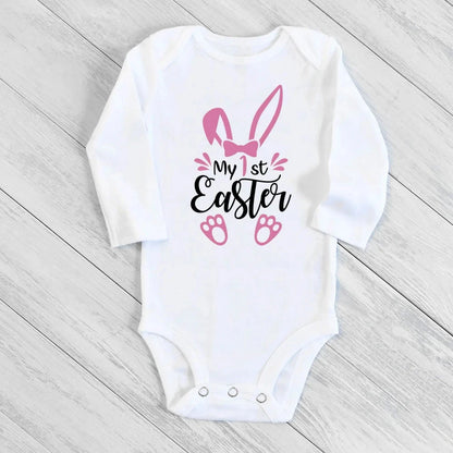 My First Easter Baby Bodysuit Easter Party Infant Outfit Cute Bunny Printed Newborn Long Sleeve Romper Holiday Toddler Jumpsuit - AMULET RING STORE