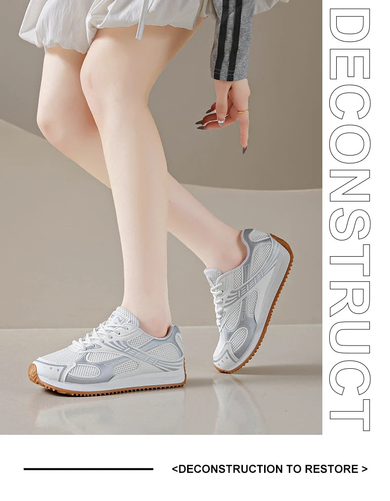 Women's Colorblock Casual Sneakers, Lace Up Soft Sole Platform Casual Shoes, Low-top Walking Comfy Shoes in holiday - AMULET RING STORE