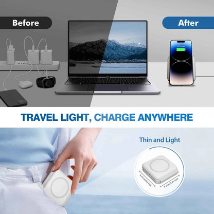 Magnetic Wireless Charger 3 In 1 Travel Charging Flexible Fast Charging Dock Station for Apple Devices for iPhone 16 15 14 13 12