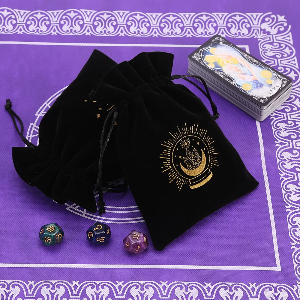 Tarot Card Bag Composite Fleece Drawstring Storage Bag Tarots Storage Bag Dice Bag Rune Jewelry Pouch Christmas Party Gift Pouch - AMULET RING STORE