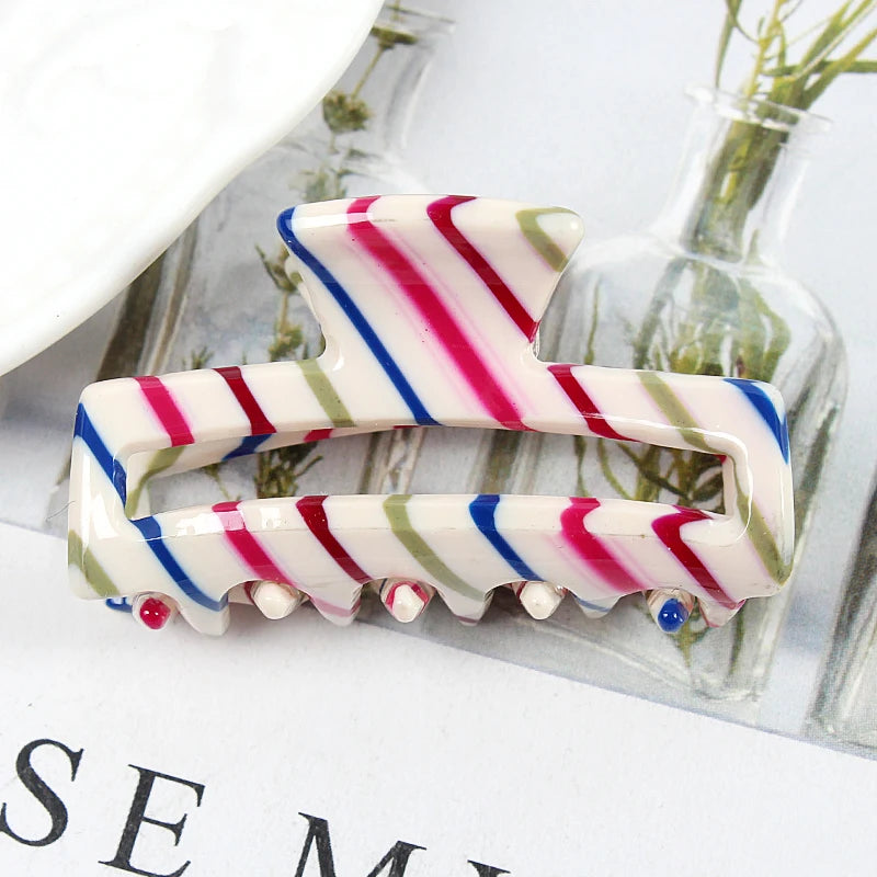 Mini Women's Hair Clips Colorful Geometric Hollow Crab Claw Clip Acetate Leopard Print Fashion Girls Hairpin Hair Accessories - AMULET RING STORE