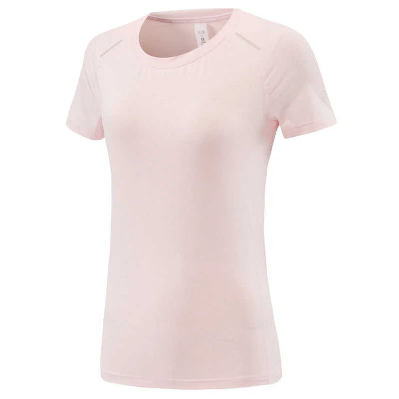 Women Print Running Short Sleeve Slim Elastic Yoga Breathable Mesh Tshirt Female Jogging Training Fashion Solid Fitness Tee - AMULET RING STORE