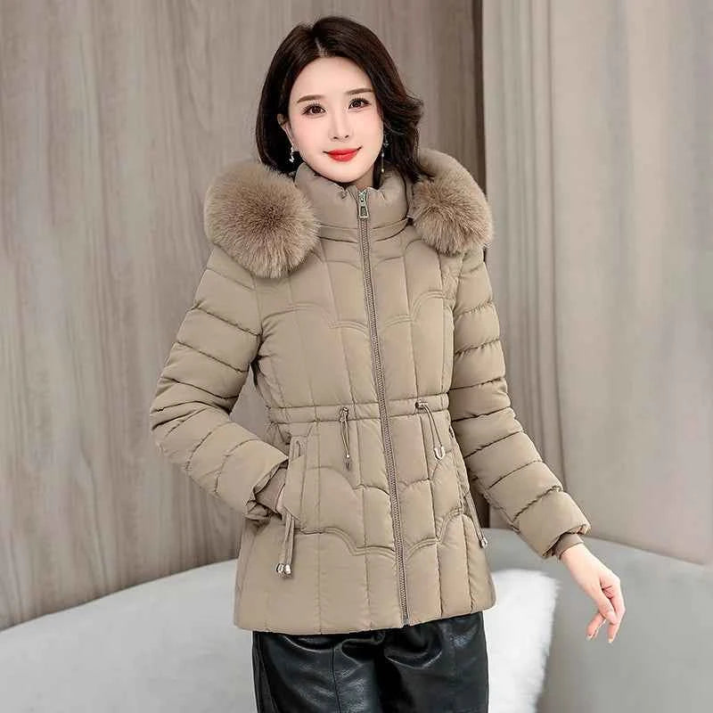 Winter 2025 New Down Jacket Women Parkas Fashion High-Quality Warm Cotton Padded Coat Ladies Short Overcoat Hooded Overwear Tops