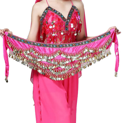 1PC New Style Belly Dance Belt Newest Multi-color Glass Silk Velvet Dancing Belt Scarf Crystal BellyDance Waist Chain Hip Scarf - AMULET RING STORE
