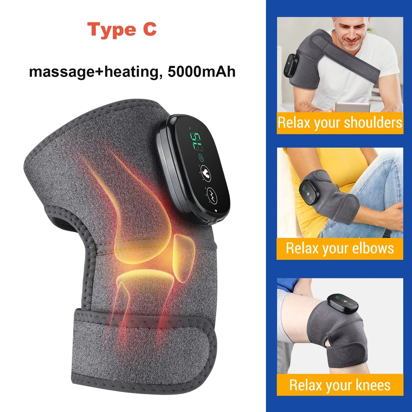 Electric Heating Heated Shoulder Brace Wrap Shoulder Massage Support Belt Strap with Adjustable of Heating - AMULET RING STORE