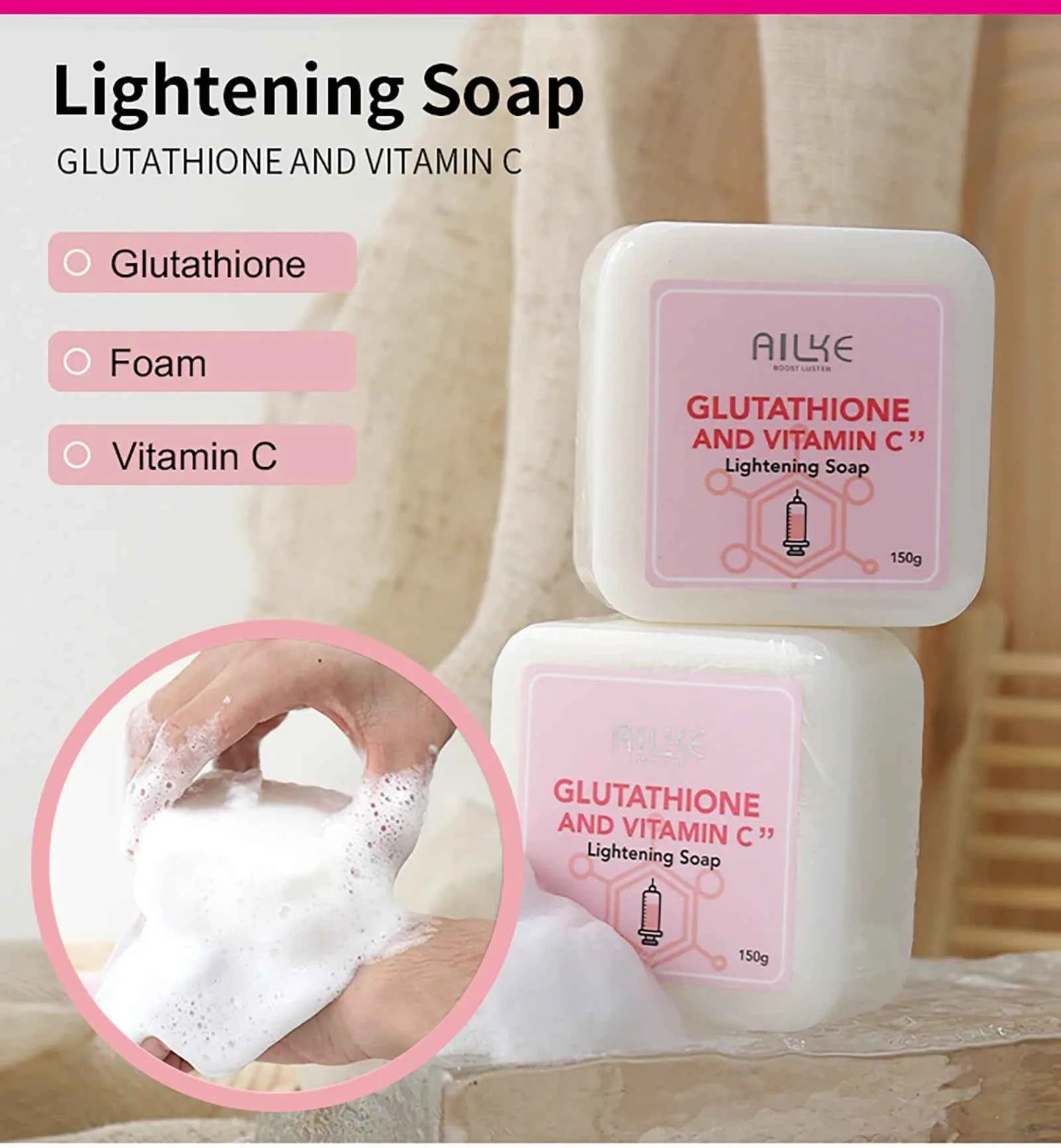 AILKE Brightening Skin Care Set, With Vitamin C, Glutathione, Reduce Spots, Moisturizing, Smooth Soft Skin, Improve Skin Radiant