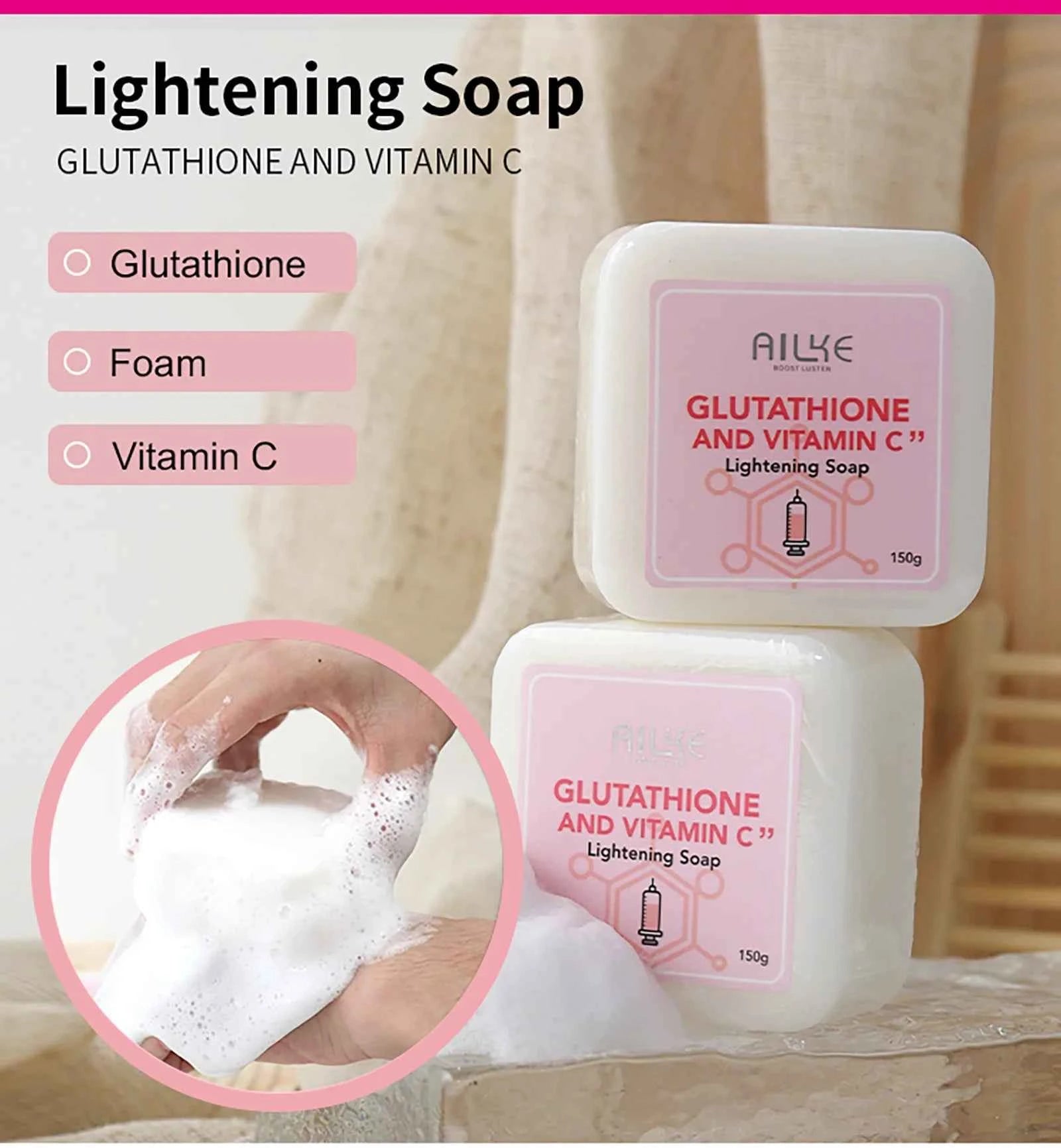 AILKE Brightening Skin Care Set, With Vitamin C, Glutathione, Reduce Spots, Moisturizing, Smooth Soft Skin, Improve Skin Radiant